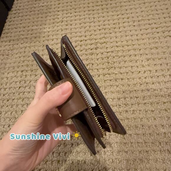 NWT Coach Medium Corner Zip Wallet Signature Canvas Shell Print CBO36 Gold/Sand - Picture 6 of 6